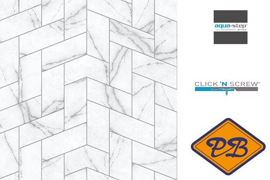 Afbeelding van HDM aqua step SPC click 'N screw wandpaneel decor digitale print carrara marble tile 4,5mm XL