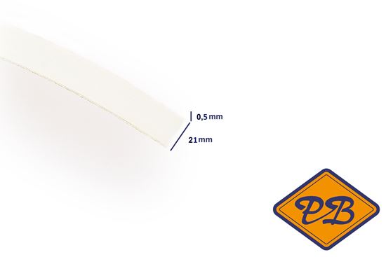 Afbeelding van Melamine kantenband 0,5x21mm voorgelijmd voor unilin geplastificeerd meubelpaneel/spaanplaat wit parelstructuur (per rol=50mtr)