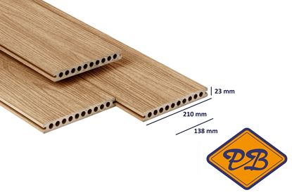 Afbeeldingen van PuraShield™ composiet vlonderplank XXL semi massief 1-zijdig houtnerf / 1-zijdig glad profiel cedar 23x210mm