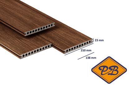 Afbeeldingen van PuraShield™ composiet vlonderplank XXL semi massief 1-zijdig houtnerf / 1-zijdig glad profiel  ipé  23x210mm