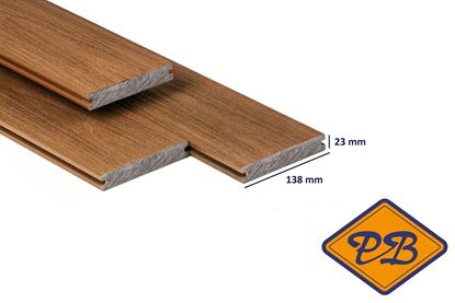 Afbeeldingen van PuraShield™ composiet vlonderplank massief 1-zijdig houtnerf / 1-zijdig glad profiel teak 23x138mm