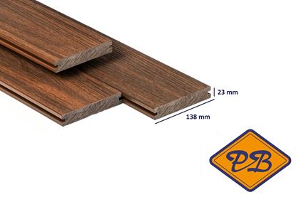 Afbeeldingen van PuraShield™ composiet vlonderplank massief 1-zijdig houtnerf / 1-zijdig glad profiel ipé 23x138mm