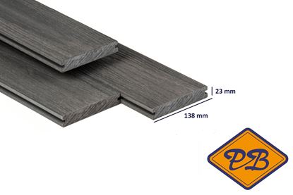 Afbeeldingen van PuraShield™ composiet vlonderplank massief 1-zijdig houtnerf / 1-zijdig glad profiel dark grey 23x138mm