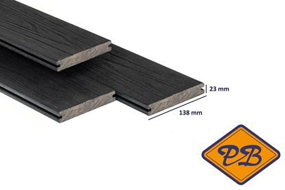 Afbeeldingen van PuraShield™ composiet vlonderplank massief 1-zijdig houtnerf / 1-zijdig glad profiel ebony black 23x138mm