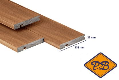 Afbeeldingen van PuraShield™ composiet eindplank massief 1-zijdig houtnerf / 1-zijdig glad profiel teak 23x138mm