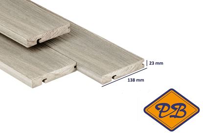 Afbeeldingen van PuraShield™ composiet eindplank massief 1-zijdig houtnerf / 1-zijdig glad profiel light grey 23x138mm