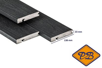 Afbeeldingen van PuraShield™ composiet eindplank massief 1-zijdig houtnerf / 1-zijdig glad profiel ebony black 23x138mm