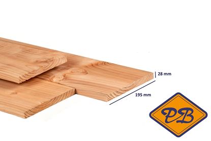 Afbeeldingen van douglas jumbo vlonderplank kernvrij gezaagd 1-zijde geschaafd / 1-zijde fijnbezaagd KD gedroogd met vellingkant 28x195mm