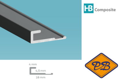 Afbeeldingen van HB composite professional aluminium begin-/eindprofiel geborsteld mat zilver 18x4x4,5mmx270cm