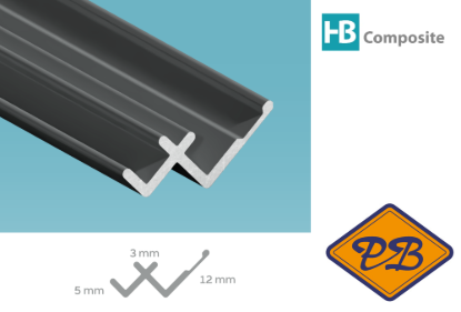 Afbeeldingen van HB composite professional aluminium binnenhoekprofiel mat zwart 12x5x4,5mmx270cm